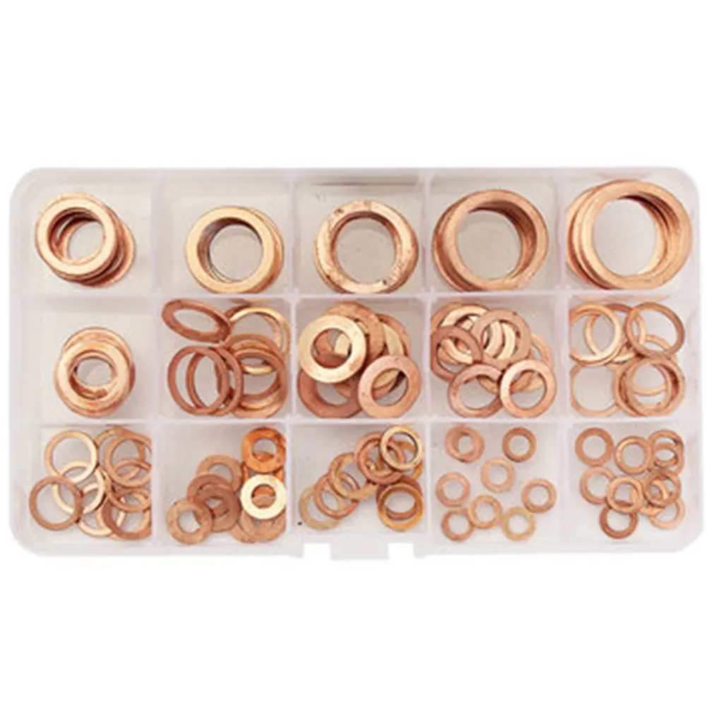 150 Pcs Solid Copper Washers Sump Plug Assorted Washer Set Plastic Box | Обустройство дома