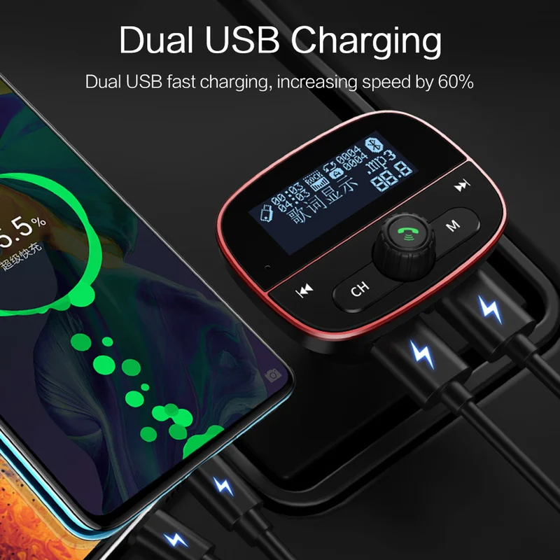 Автомобильное зарядное устройство Hands Free, Bluetooth, беспроводной fm-передатчик, ЖК MP3-плеер, двойное USB зарядное устройство, автомобильные аксессуары, аудио Электроника