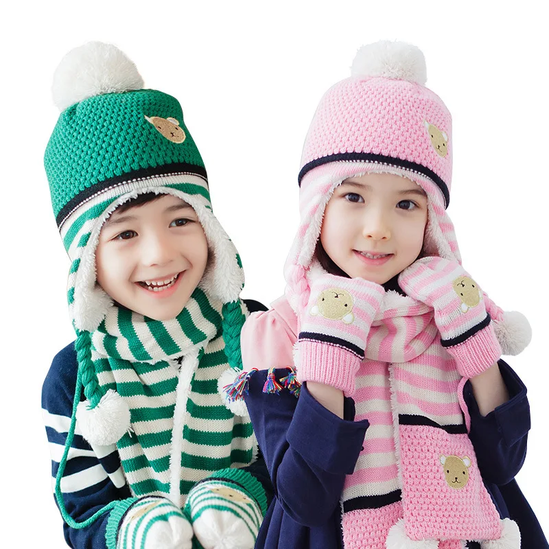 Детские шапки шарф перчатки 3 предмета теплые осенне зимние для мальчиков и