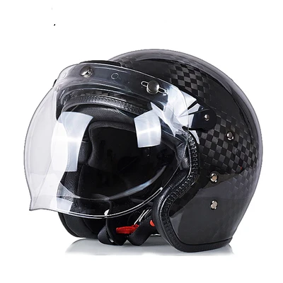 12K and lens AMU moto rcycle карбоновый шлем Polit jet с открытым лицом Шлемы Ретро КАСКО Мото шлем мото внутренний козырек - Цвет: 12K and lens