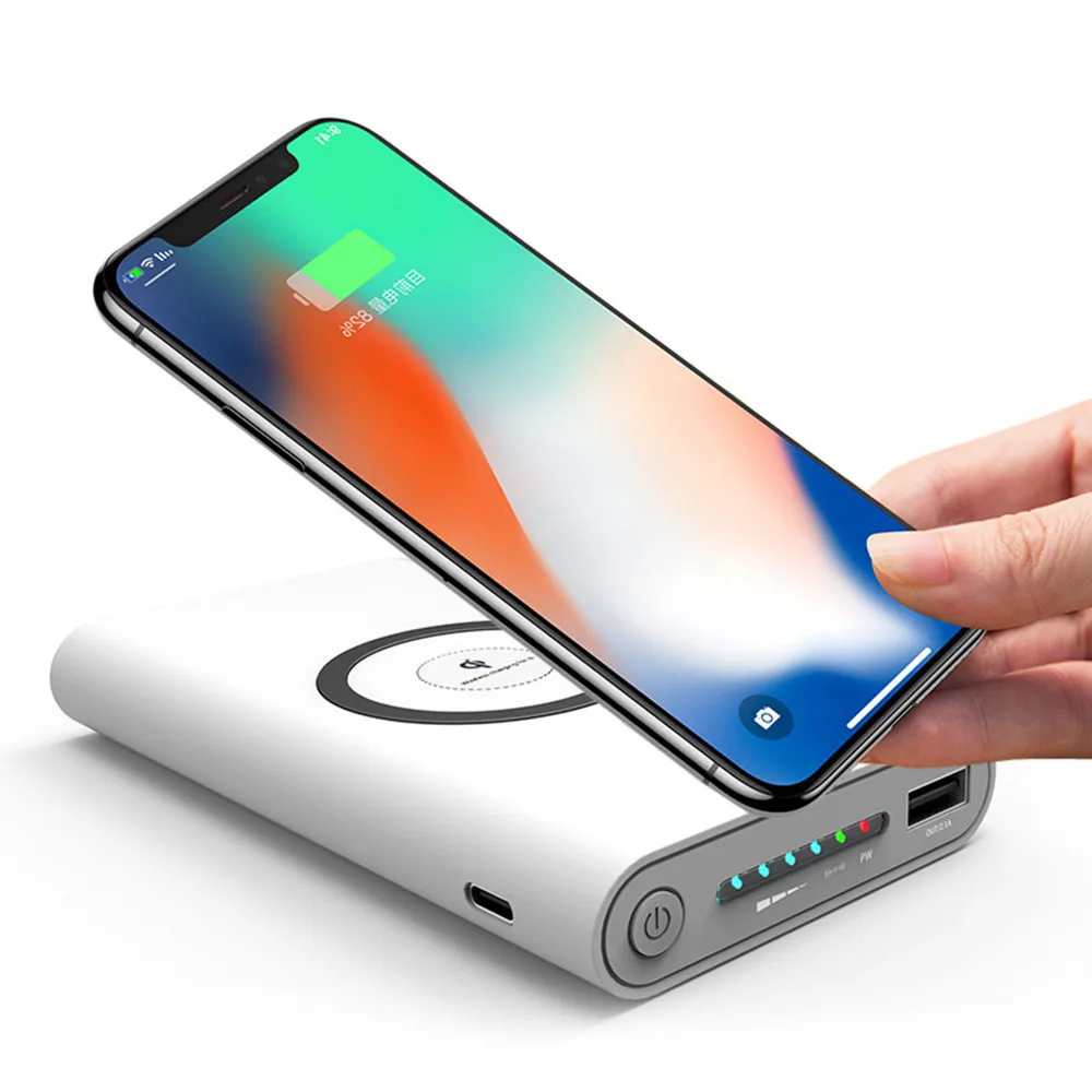 Беспроводное зарядное устройство 10000 мАч совместимо с iPhone 8/8 Plus/iPhone X Samsung S8/S7 Edge/S7 S6