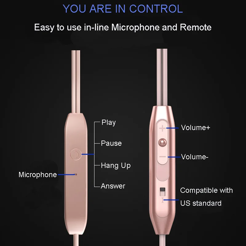 Наушники вкладыши с микрофоном и регулятором громкости. HIFI стерео звучание.