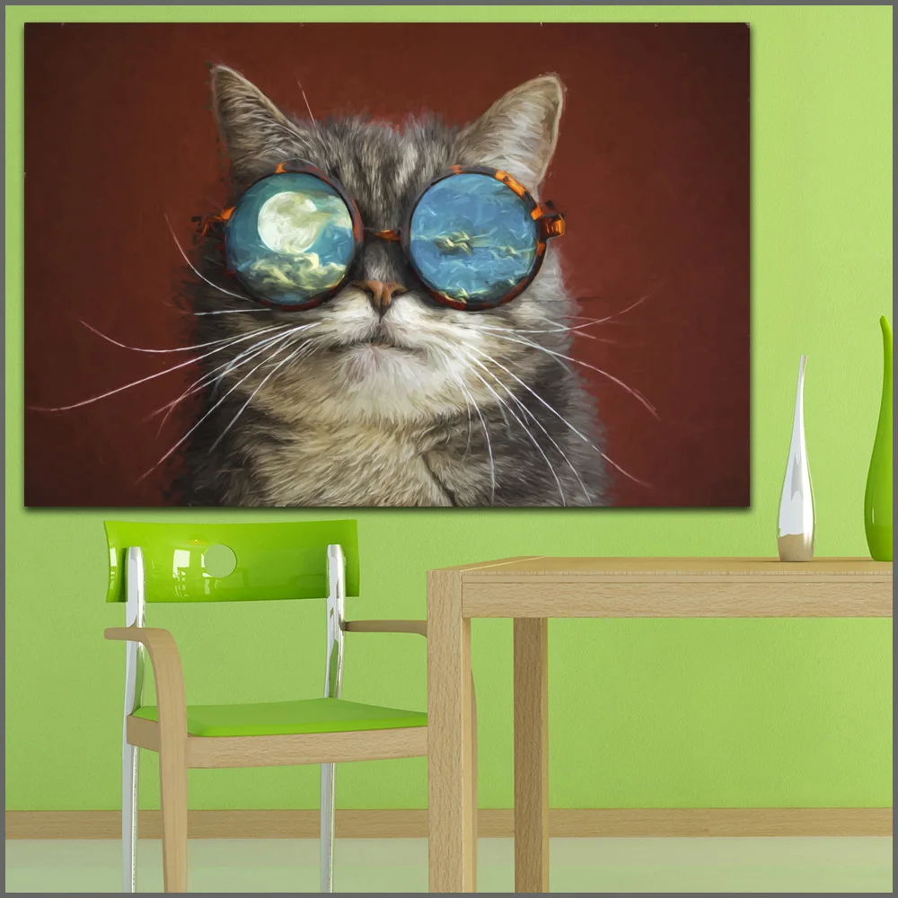 Большие размеры рисунок искусство венчик очки с Луной домашний декор гостиная