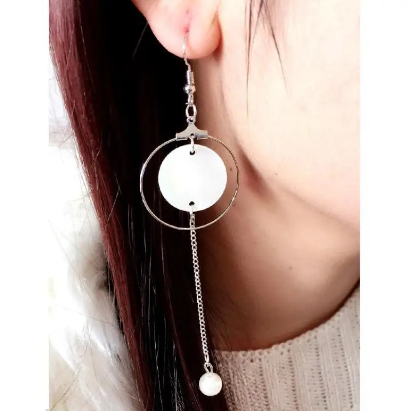 Модные индивидуальные простые круглые длинные серьги с имитацией жемчуга