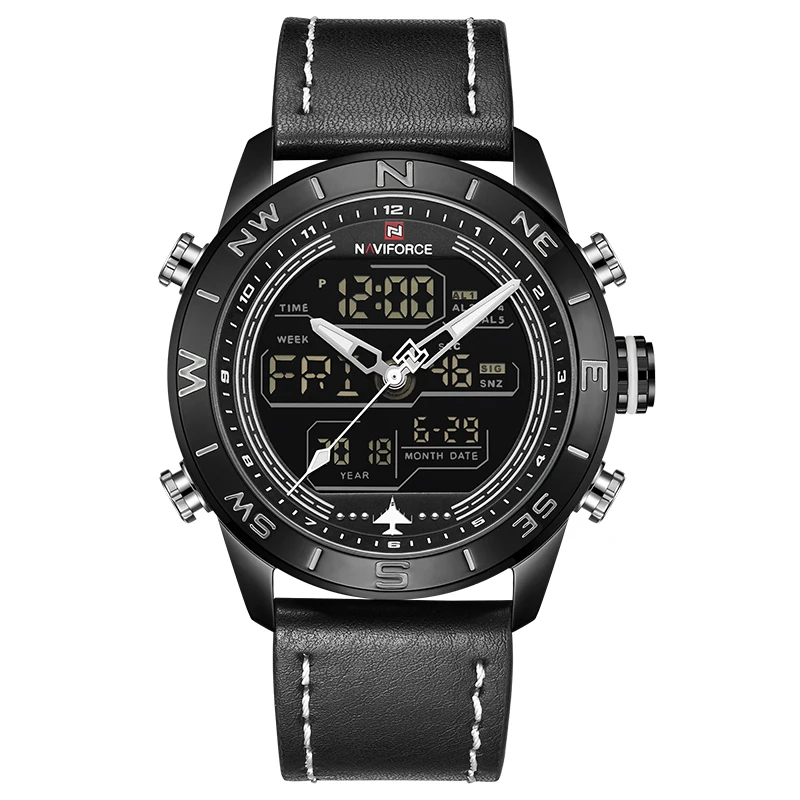 Новинка NAVIFORCE Wtach Мужские кварцевые наручные часы с кожаным ремешком мужские