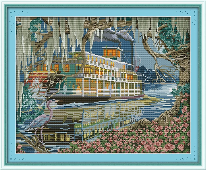 

Sailing cross stitch kit 18ct 14ct 11ct count printed canvas stitching embroidery DIY handmade needlework