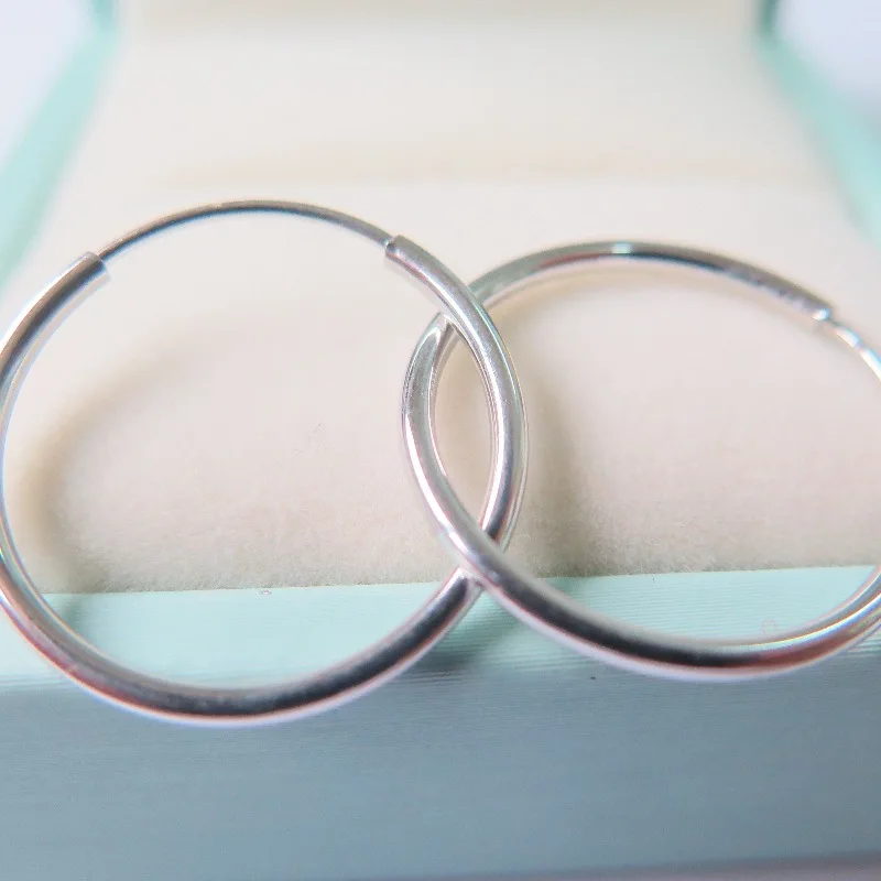 Женские гладкие серьги кольца 18 К белого золота 1 5 2 г|hoop earrings|earrings earringearrings hoop earrings