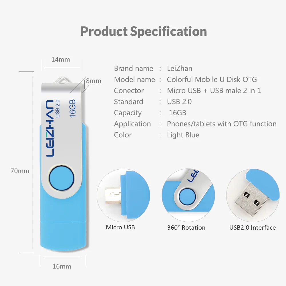 LEIZHAN USB накопитель OTG флэш 128 ГБ Микро флеш карта памяти 64 Рамочка для фотографии 2 0