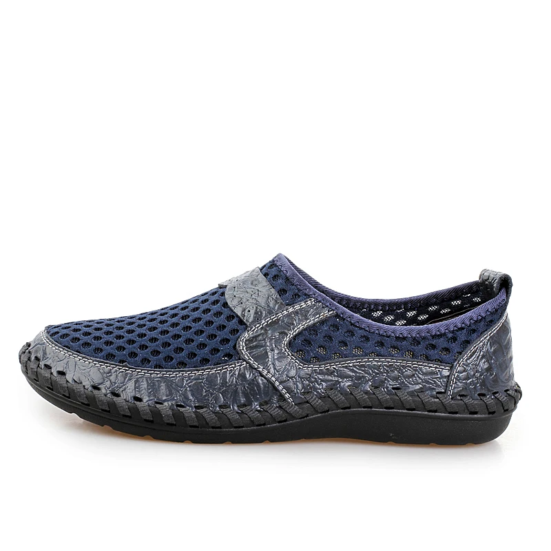 SUROM 2018 Male Summer Sneakers Breathable Mesh Men's Casual Shoes Leather Slip On Moccasins Fashion Comfortable Big Size | Обувь