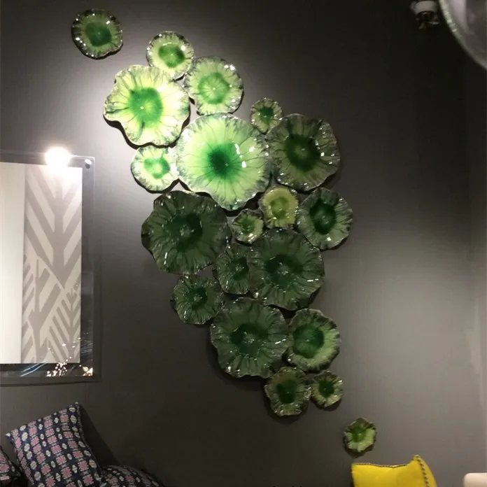 Современный лотоса листовые пластины Wall Art Стиль цветок из Мурано Стекло