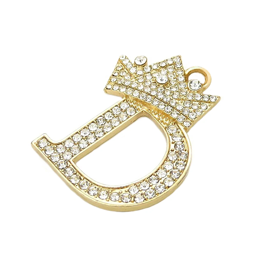 Metal Alloy Clear Crystal Initial Alphabet Letter Crown D Pendant Charm For Necklaces Making | Украшения и аксессуары