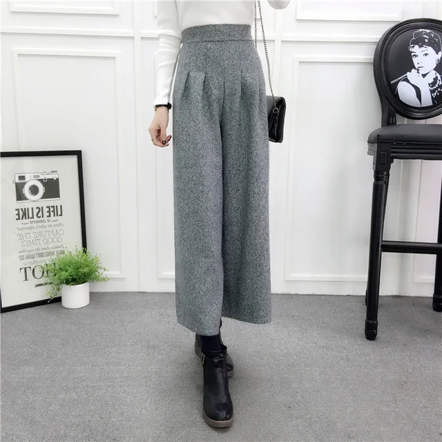 Женские брюки с высокой талией и широкими штанинами повседневные свободные для
