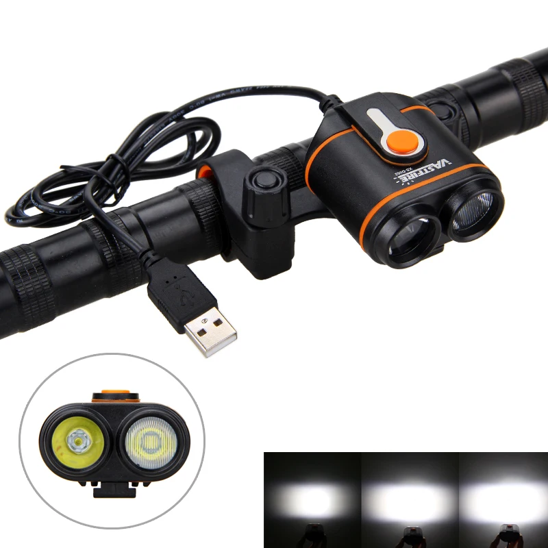 USB порт передний велосипедный головной светильник 1600LM 2XT6 светодиодный велосипедный светильник 4 режима велосипедная лампа Аксессуары для велосипеда