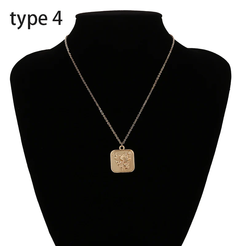 Type 4 Golden SHIXIN Boho Простое Ожерелье-чокер с подвесками в дизайне Павлиньего хвоста для женщин Девы Мэри роза Ангел Руна монета кулон Мода массивные ювелирные изделия для женщин - Окраска металла: Type 4 Golden