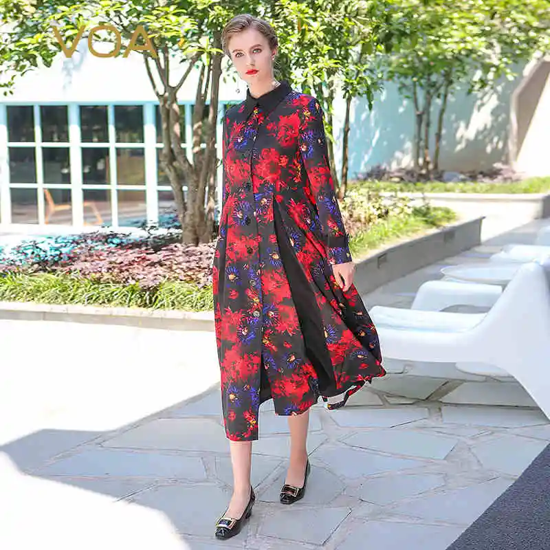 VOA 2020 весенний винтажный Шелковый Тренч в китайском стиле плюс размер высокая