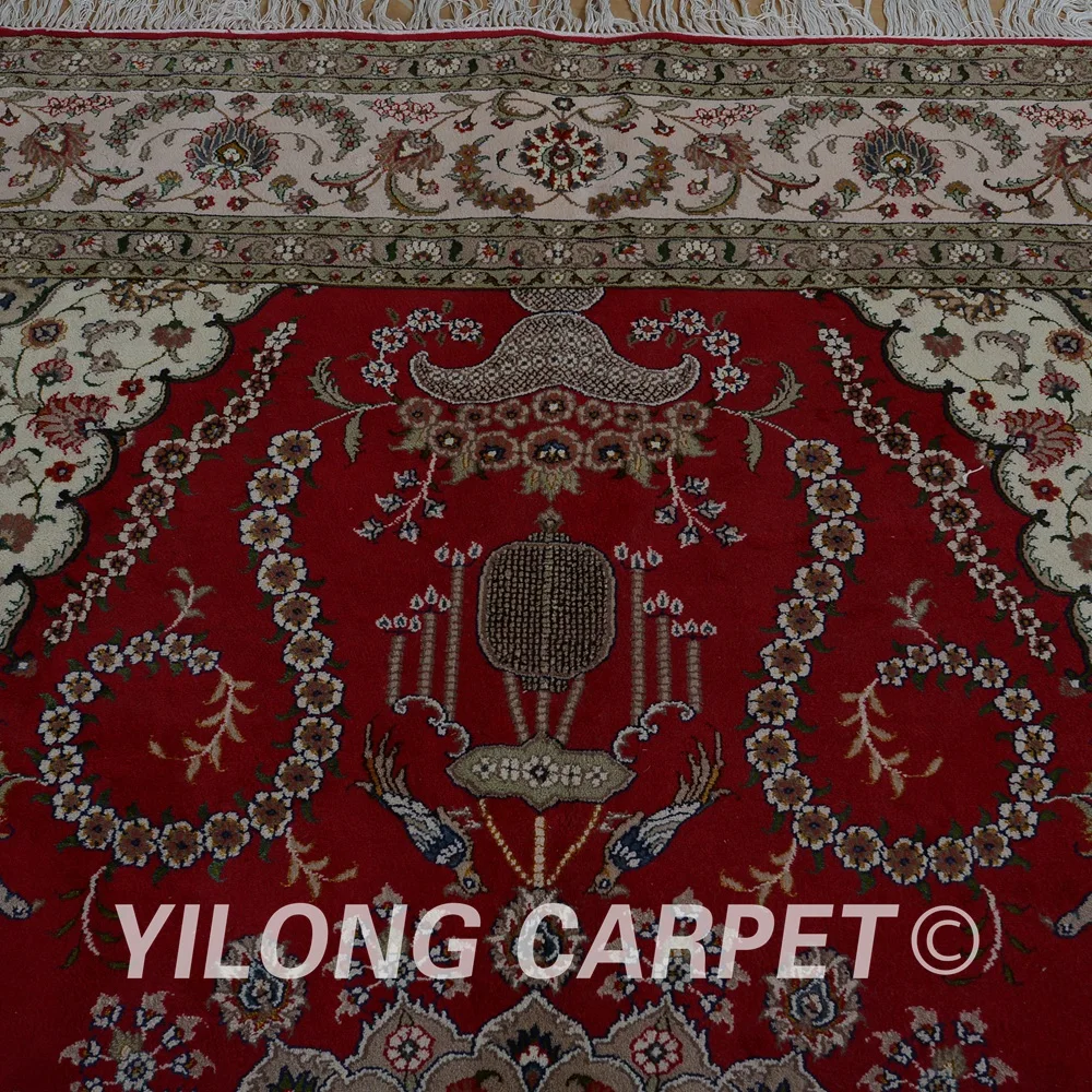 Yilong 8 'x 10' выгодный коврик Тебриз шерстяной красный ковер изысканная
