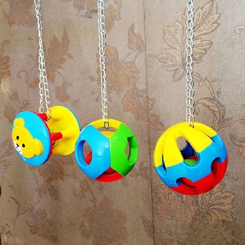

Cute Pet Bird Plastic Chew Ball Chain Cage Hollow Bell Ball for Parrot Cockatiel Parakeet For Home Pets Swing Hanging Toy