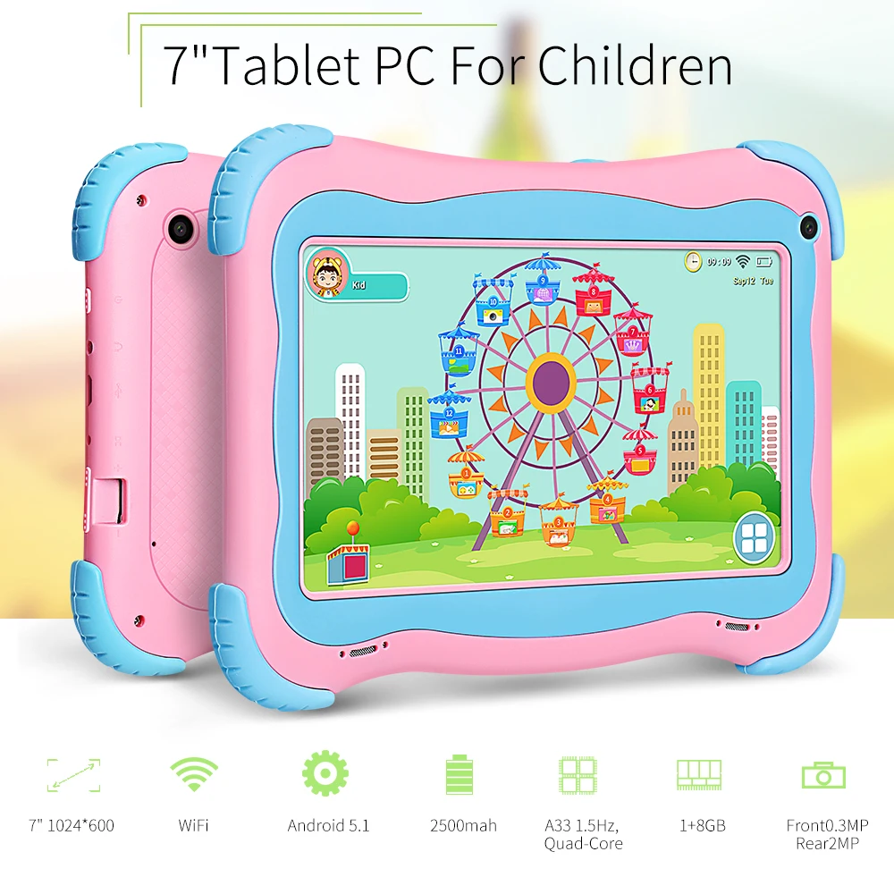 Yuntab 7 дюймовый Q91 планшет Allwinner A33 четырехъядерный 1 Гб + 16 ГБ Android 4 Детский