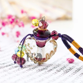 Purple H& D красивый муранский Кристалл стекло эфирное масло диффузор сердце флакон духов ожерелье лучший подарок ручной работы для женщин и девочек - Цвет: Purple