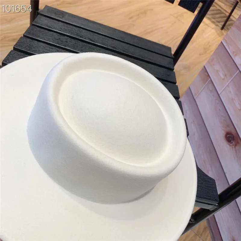 01907-yuchun солидная британская стильная зимняя белая шерстяная шляпа Fedora Мужская женская панама джазовая, шляпа