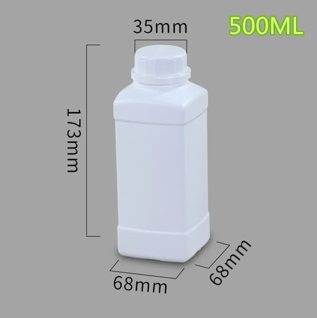 White 500 мл квадратная пластиковая бутылка для шампуня, краски, клея, из плотного полиэтилена для пищевых продуктов контейнер для хранения жидкости 100 шт/коробка - Цвет: White