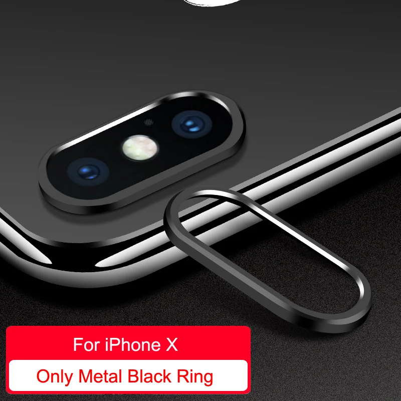 Only Metal Ring Ультра закаленное стекло+ металлический задний объектив защитное кольцо для iPhone X Xs Max Xr IX 8 7 Plus прозрачная стеклянная пленка для iPhone X - Цвет: Only Metal Ring
