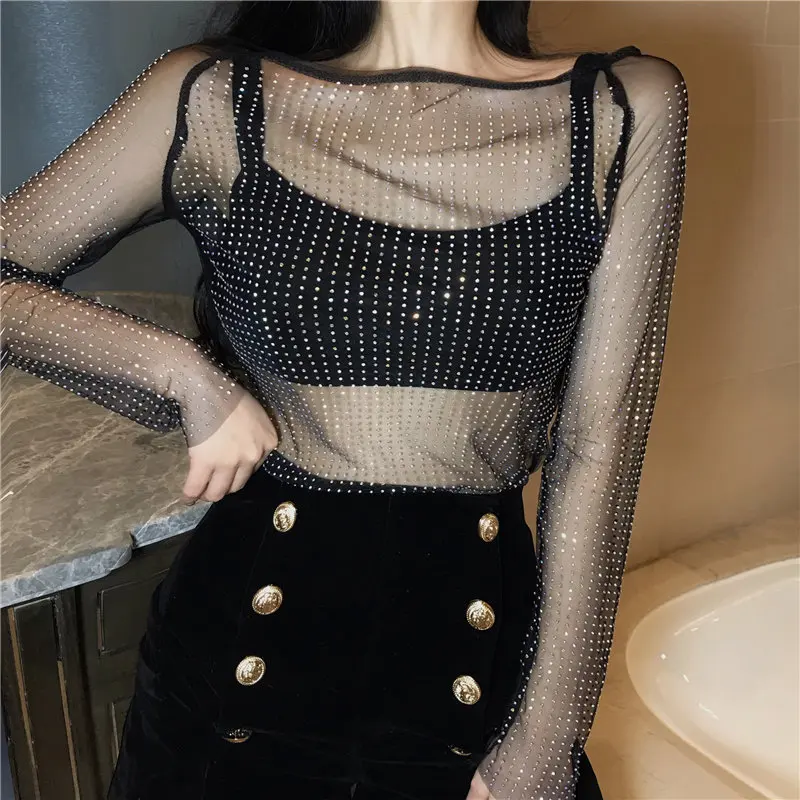 Hzirip Appliques Mesh Lace Fresh Female Slash Neck High Quality Casual Sweet Solid Loose Free Simple All-Match Shirts 2 Colors | Женская