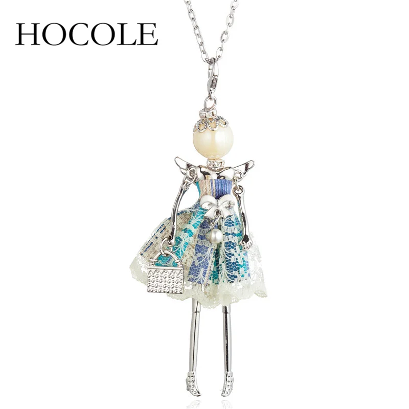 HOCOLE милое кружевное платье ручной работы кукольная цепочка с подвеской из сплава