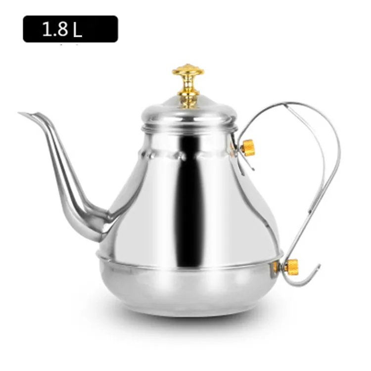 L 1.2L& 1.8L кофейники из нержавеющей стали, европейский стиль, ручная промывка, Дворцовый горшок, тонкий рот, чайник, инструменты для напитков, водяные горшки - Цвет: L