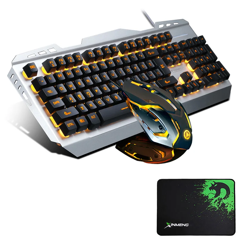V1 Проводная эргономичная игровая Металлическая Usb клавиатура с радужной