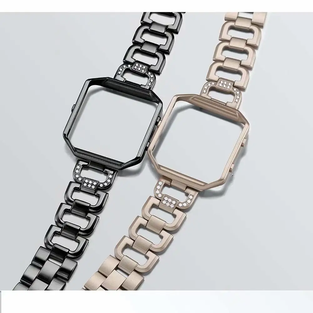 Для Fitbit Blaze Bands с рамкой из нержавеющей стали алмазные блестящие Сменные