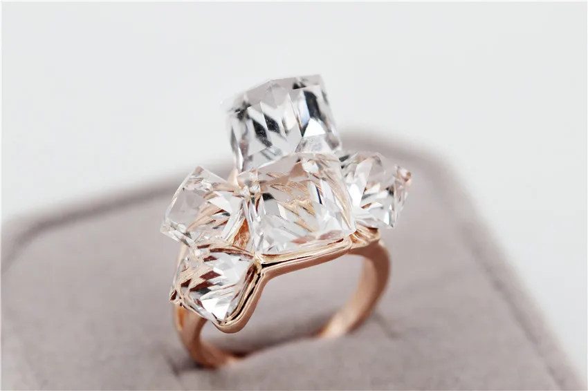 Uloveido, распродажа, подарки на год, розовое золото, цвет, ювелирные изделия для женщин, кристалл, квадратный камень, панк кольца для женщин, Anillos GR123