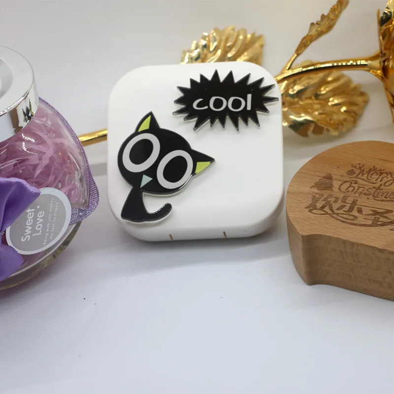 LIUSVENTINA DIY акриловый милый черный Кот случайный узор чехол для контактных линз с