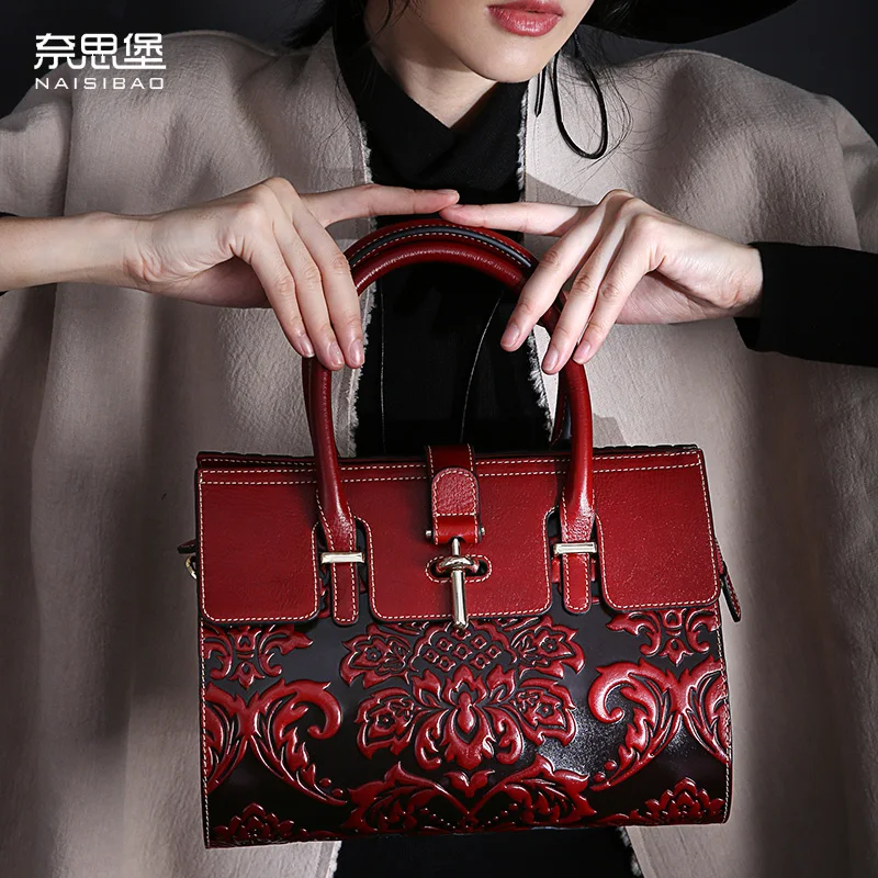 High-quality Genuine Leather Vintage women handbag Chinese style name brand fashion pattern Shoulder Messenger Bag Free Shipping | Багаж и
