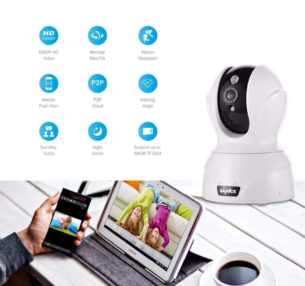 SANNCE безопасность 1080P IP камера 2MP CCTV Беспроводная камера Система удаленного мониторинга двухполосная аудио разговора встроенный микрофон и динамик