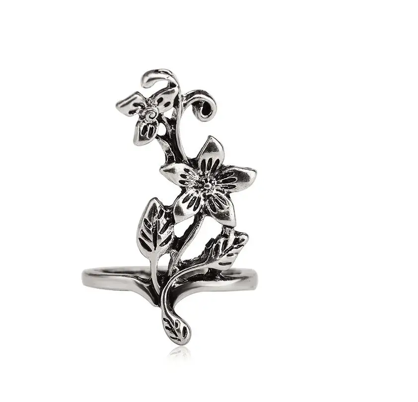 4 шт./компл. серебряные винтажные кольца для женщин турецкие с большим цветком и