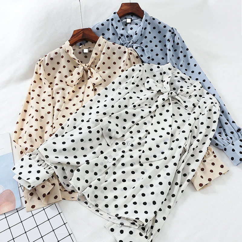 2019 new fashion women's adult clothing temperament laces loose wild autumn and winter shirts retro chiffon shirt female G400 |