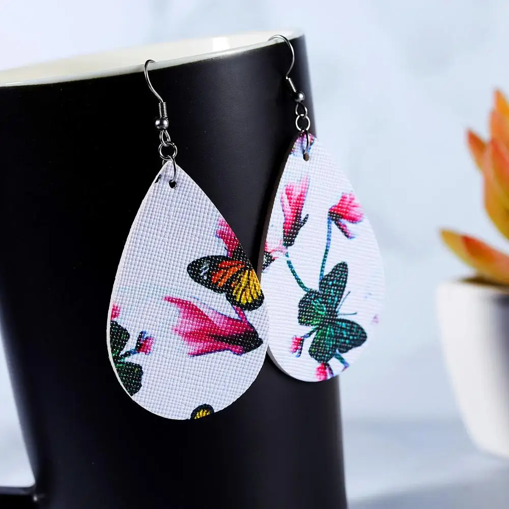 Стильные Кожаные серьги-подвески в этническом стиле висячие серьги с цветочным