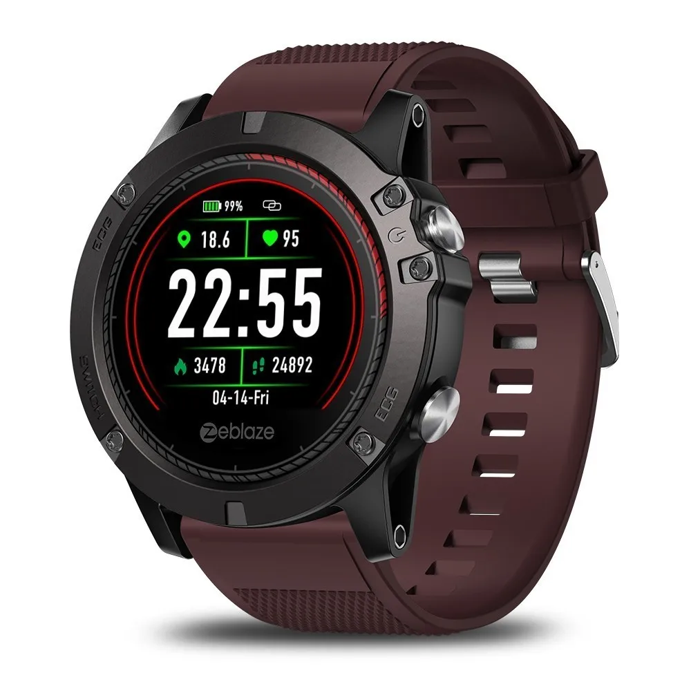Red Zeblaze наручные часы Vibe 3 ЭКГ Смарт-часы 33-месяц в режиме ожидания 24h всепогодный мониторинг Смарт-часы для Ios и Android - Цвет: Red