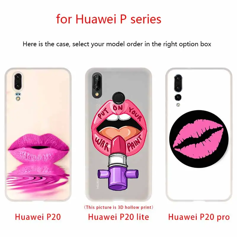 Pink Lips Aroma Silicone Coque Soft Case For Huawei P50 P40 P10 P20 P30 Lite Pro P Smart Z 2020 2019 Cover | Мобильные телефоны и