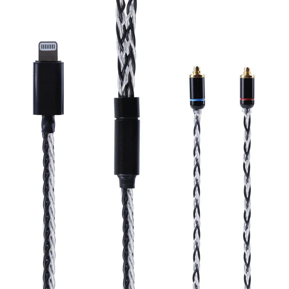 2018 Новый 8 ядерный посеребренный кабель Eearphone обновленный 2PIN/Mmcx разъем для Iphone 7/8/X