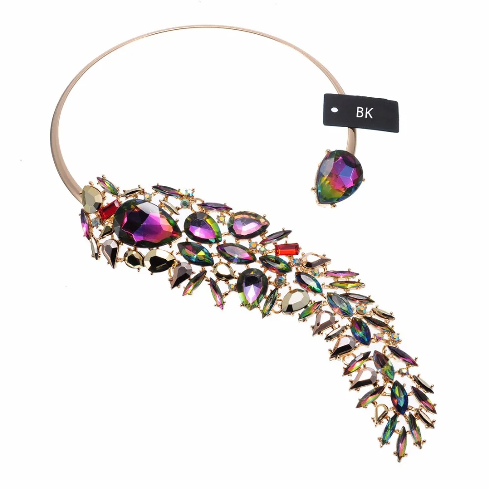 BK Макси чокер для женщин Разноцветные ювелирные изделия цепочка Хрустальная