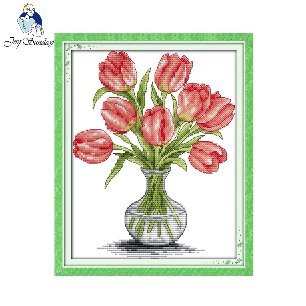 Ваза для тюльпана Joy Sunday вышивка крестиком узоры вышивания украшения дома|cross stitch