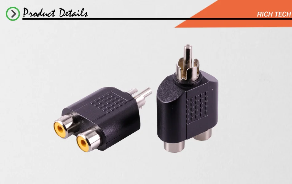 3 шт. RCA коннекторы двойной разъем RCA разъем для RCA переходник никелированные и черный пластик с оригинальной упаковкой