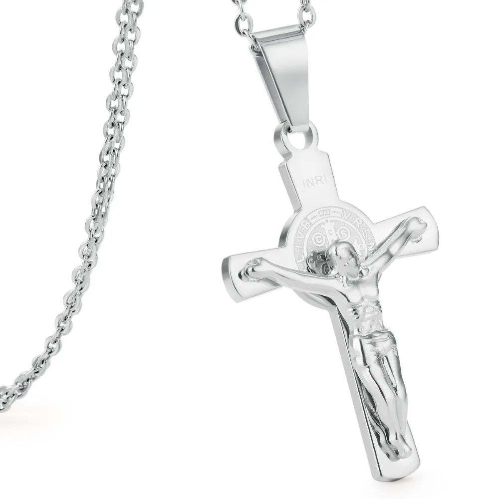 Цвета: золотистый серебристый Цвет INRI Jesus колье с подвеской в виде креста женский