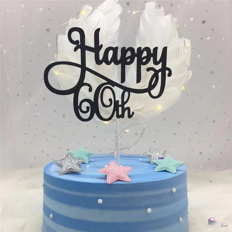 Золото/серебро/черный Расширенный блеск Happy 30 40 50 60th торт Топпер День рождения Свадебная вечеринка товары для украшения торта