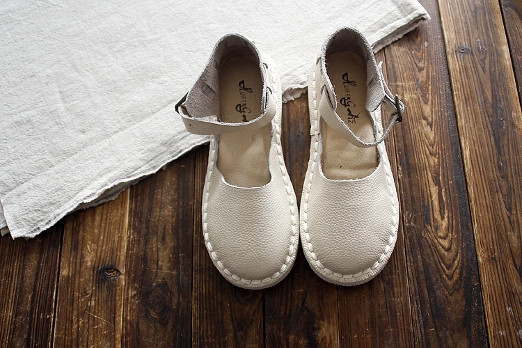 Beige HUIFENGAZURRCS/оригинальная женская кожаная обувь в домашнем стиле; сандалии ручной работы; удобные римские сандалии на мягкой подошве с круглым носком - Цвет: Beige