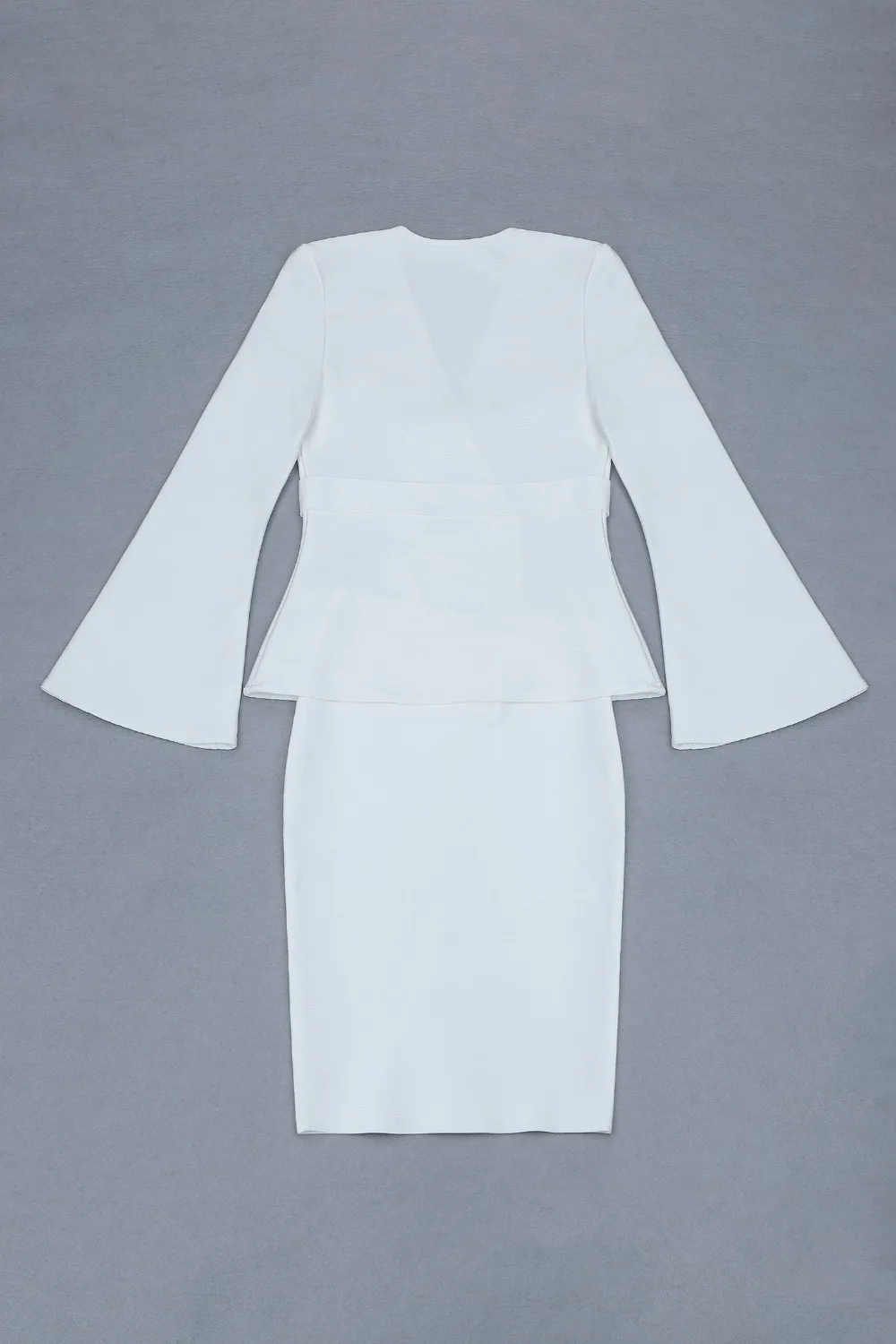 

2019 New Women white two-piece Elegant Bandage dress V-Neck long sleeve Vestidos celebrity evening Party dresses wholesale