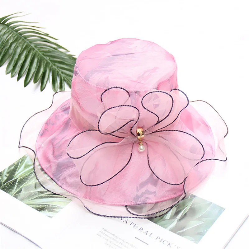 2019 Новая Элегантная Складная волнистая Солнцезащитная шляпа из органзы с