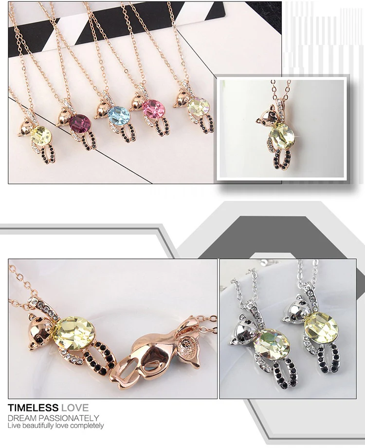 SPCLUB розовое золото Цвет милый медведь кристаллами от Сваровски ювелирные